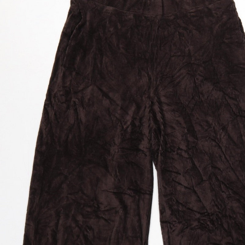 Marks & Spencer Women Brown UK 12 Wide Leg Corduroy Trousers