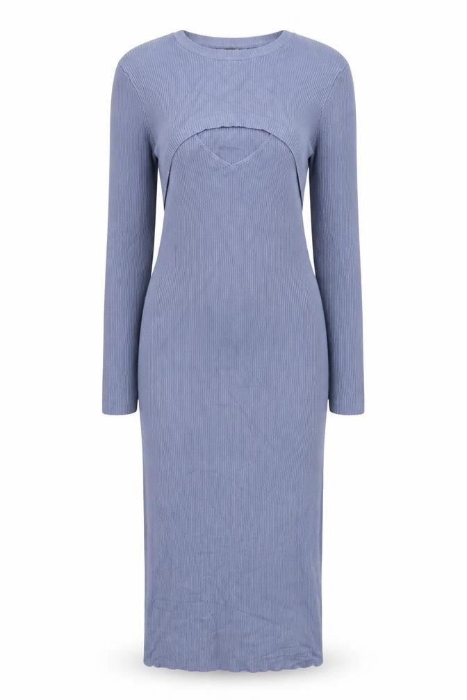 Missguided Women Blue UK 10 Long Ribbed Knit Jumper Bodycon Dress
