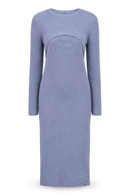 Missguided Women Blue UK 10 Long Ribbed Knit Jumper Bodycon Dress