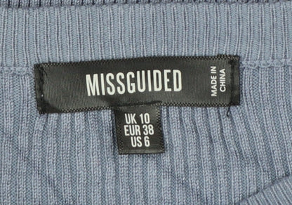 Missguided Women Blue UK 10 Long Ribbed Knit Jumper Bodycon Dress