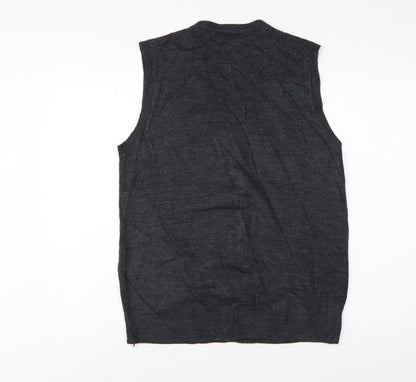 Selection Men’s Grey L Button V-Neck Sleeveless Knit Cardigan Vest