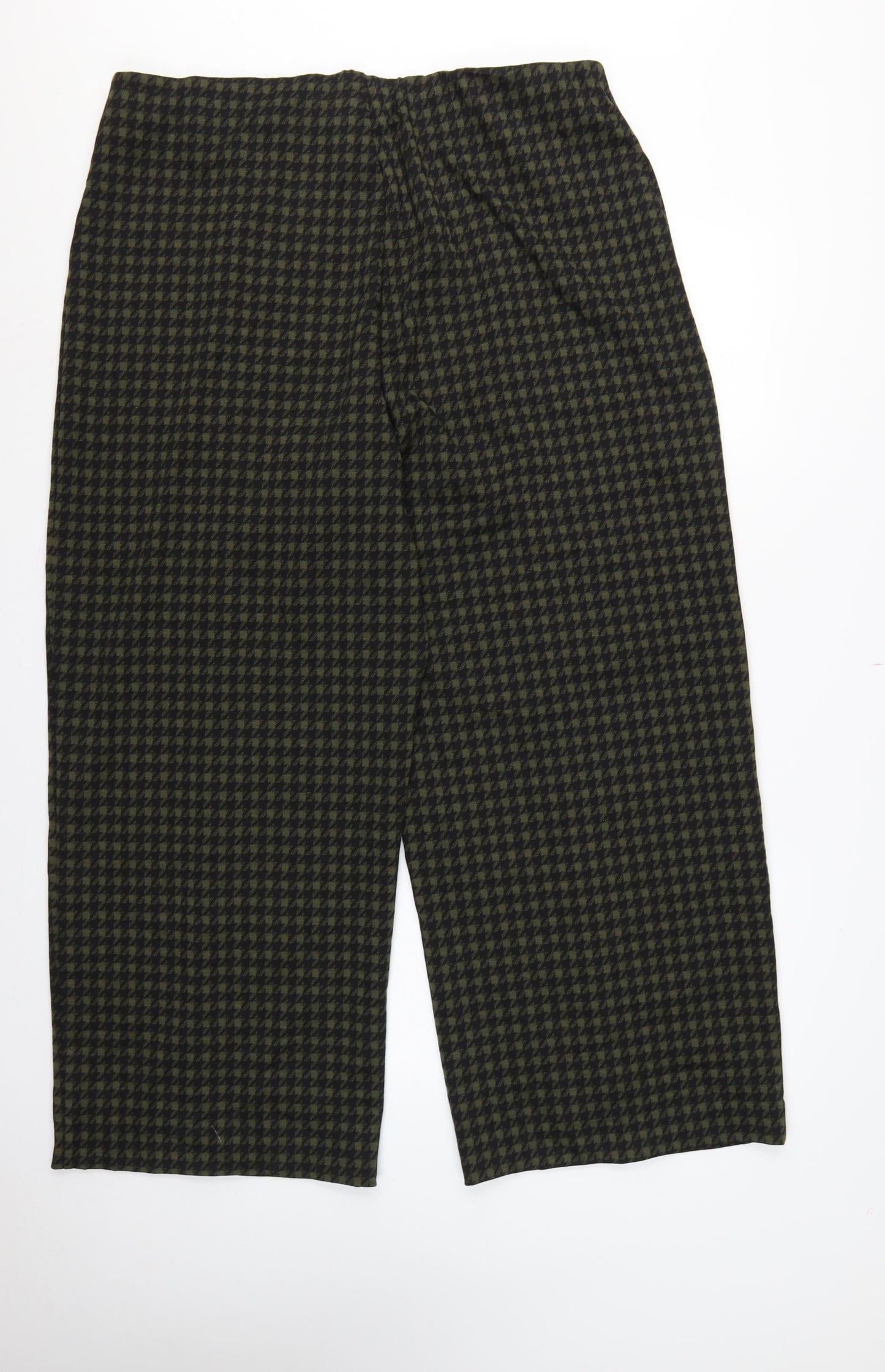 M&S Women’s Green Black Size 20 High Rise Wide Leg Geometric Trousers