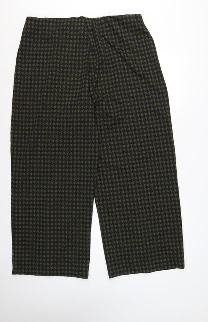 M&S Women’s Green Black Size 20 High Rise Wide Leg Geometric Trousers
