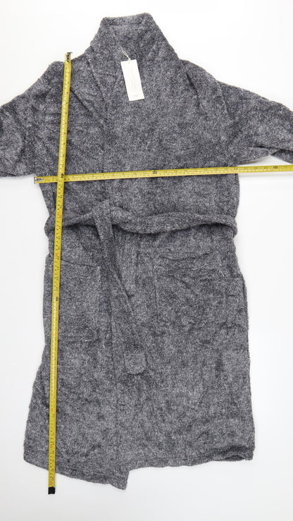 Marks and Spencer Men Grey S Fleece Belted Dressing Gown Robe