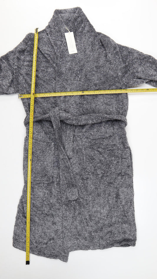 Marks and Spencer Men Grey S Fleece Belted Dressing Gown Robe