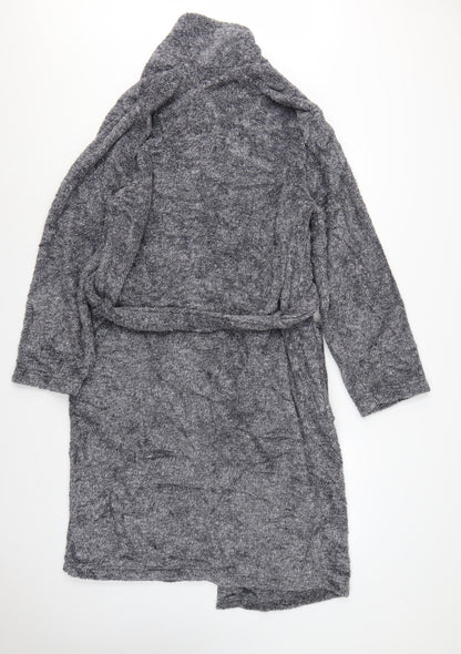 Marks and Spencer Men Grey S Fleece Belted Dressing Gown Robe