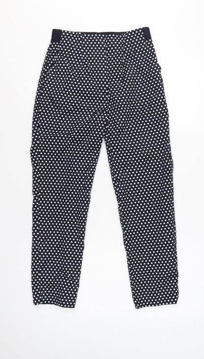 M&S Women’s Blue Polka Dot Tapered Trousers UK 8 Short