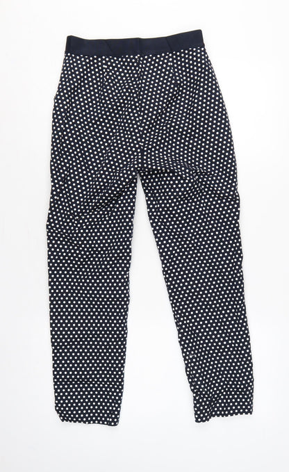 M&S Women’s Blue Polka Dot Tapered Trousers UK 8 Short
