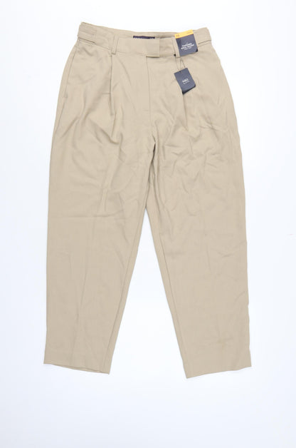 Marks & Spencer Women's Beige UK 10 Short Tapered High Rise Ankle Trousers