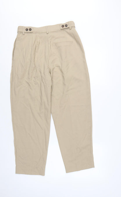 Marks & Spencer Women's Beige UK 10 Short Tapered High Rise Ankle Trousers