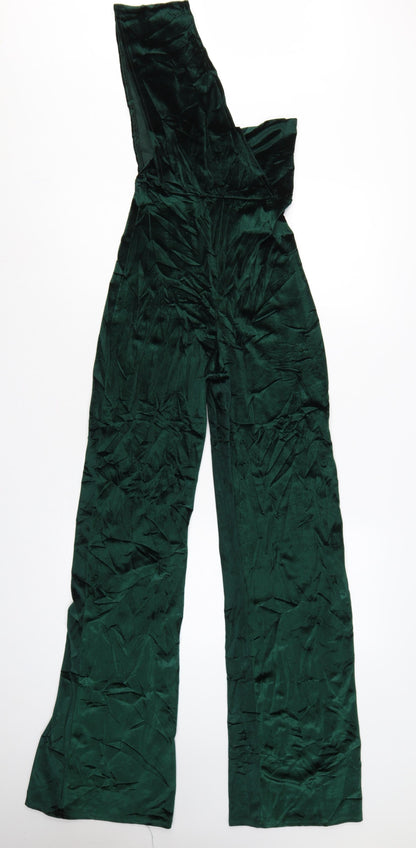 PrettyLittleThing Women Green UK 6 One Shoulder Wide Leg Jumpsuit