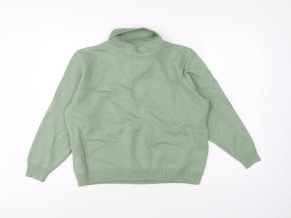 View Women’s Sage Green L Merino Wool Blend Roll Neck Argyle Jumper