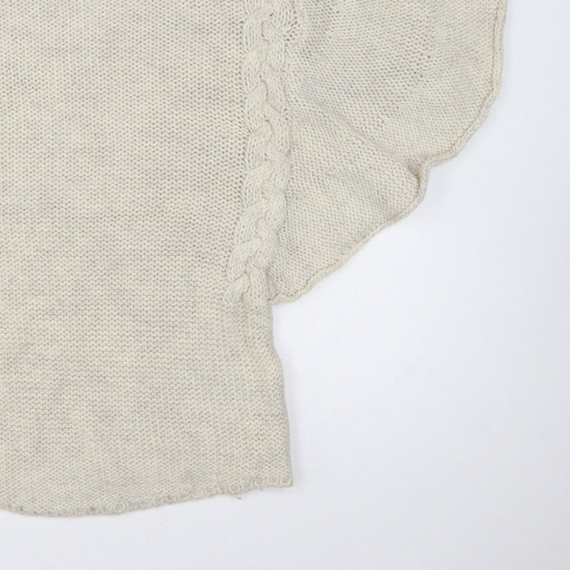 Zara Women Ivory M Cable Knit Cape Jumper Batwing Short Sleeve