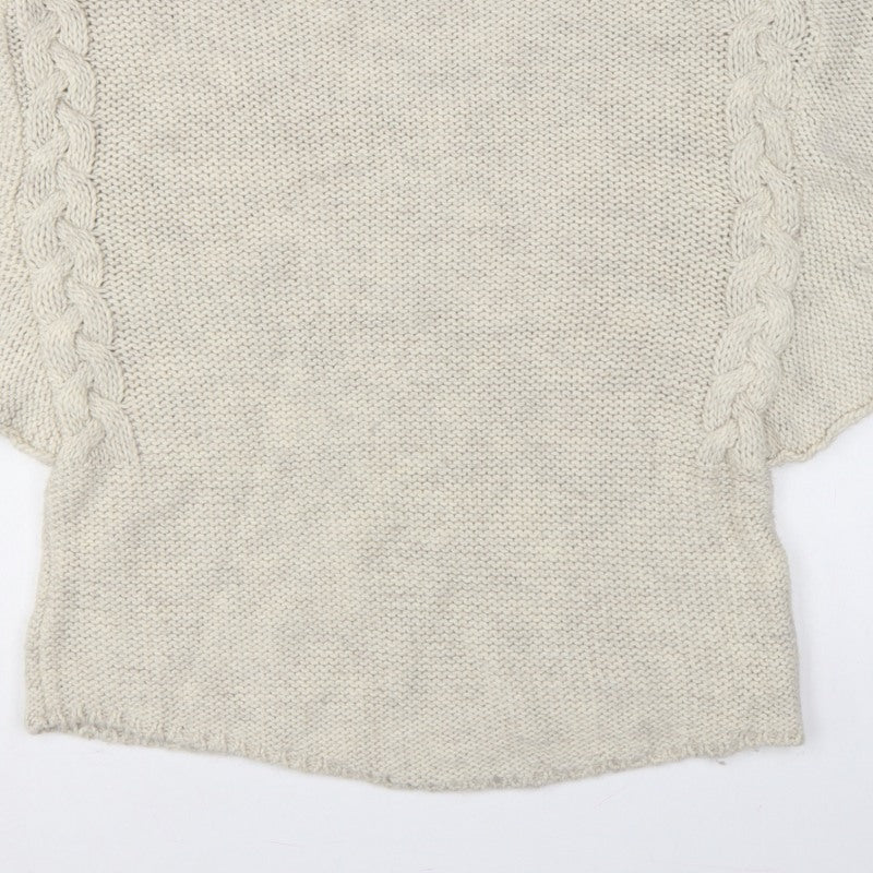Zara Women Ivory M Cable Knit Cape Jumper Batwing Short Sleeve