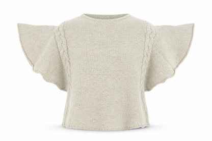 Zara Women Ivory M Cable Knit Cape Jumper Batwing Short Sleeve