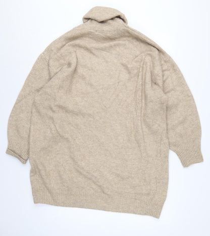 MNG Women’s Beige UK 12 Roll Neck Long Sleeve Knit Pullover Jumper