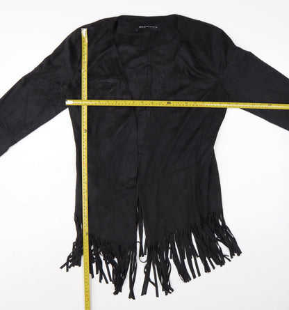 Expresso Women’s Black UK 16 Open Fringe Stretch Jacket Boho