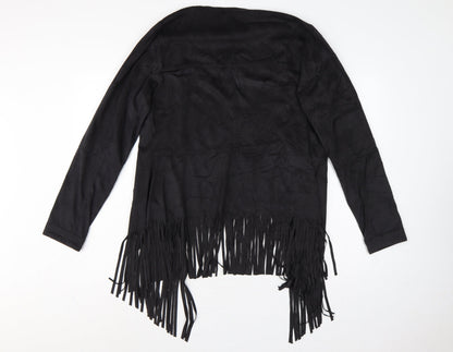 Expresso Women’s Black UK 16 Open Fringe Stretch Jacket Boho
