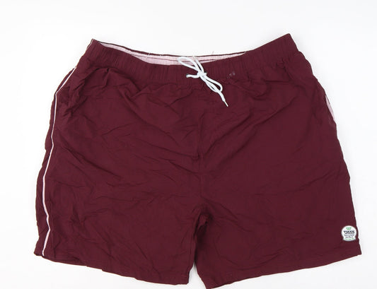 Back view of D555 Men’s Burgundy 2XL Swim Shorts Drawstring Mesh Lined