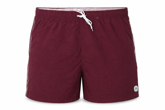 Front view of D555 Men’s Burgundy 2XL Swim Shorts Drawstring Mesh Lined