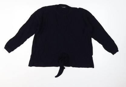 Autograph Women’s Navy UK 12 Rib Knit Tie Hem Pullover Jumper