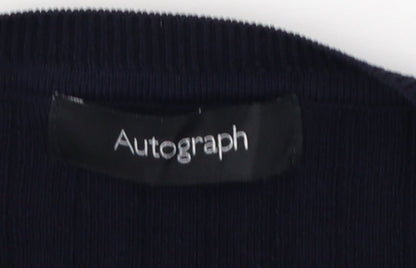 Autograph Women’s Navy UK 12 Rib Knit Tie Hem Pullover Jumper