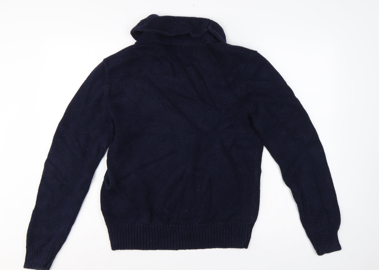 Polo Ralph Lauren Men Blue M Shawl Collar Cotton Pullover Jumper