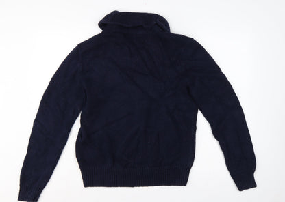 Polo Ralph Lauren Men Blue M Shawl Collar Cotton Pullover Jumper