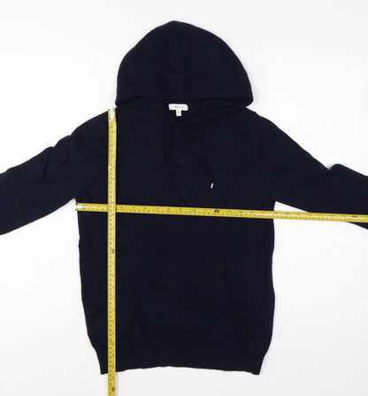 Reiss Men’s Navy Blue XS Hooded Wool Blend Knit Pullover Jumper