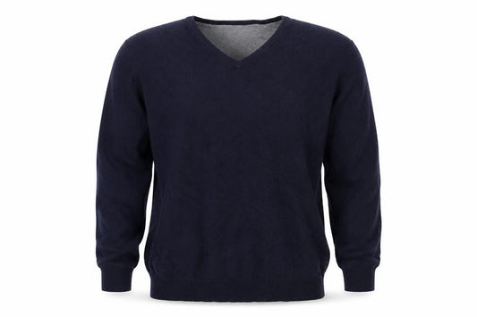 Marks and Spencer Men’s Blue XL V-Neck Cotton Cashmere Pullover Jumper