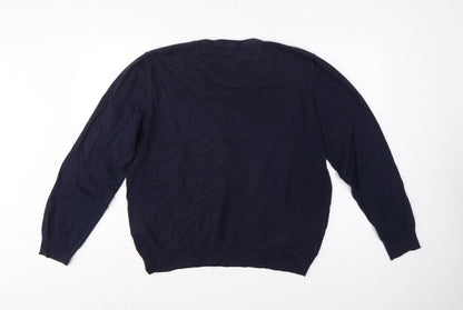 Marks and Spencer Men’s Blue XL V-Neck Cotton Cashmere Pullover Jumper