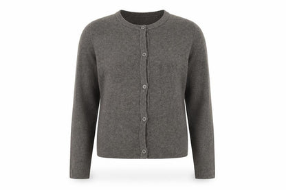Zara Women Grey M Button Front Round Neck Knit Cardigan