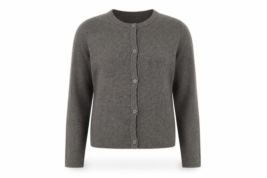 Zara Women Grey M Button Front Round Neck Knit Cardigan