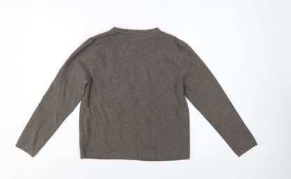 Zara Women Grey M Button Front Round Neck Knit Cardigan