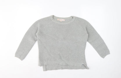 French Connection Women’s Grey XS Cotton Rib Knit Raglan Pullover Jumper