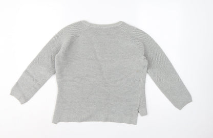 French Connection Women’s Grey XS Cotton Rib Knit Raglan Pullover Jumper