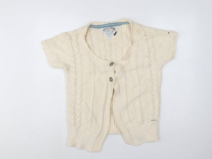 Hilfiger Denim Women Ivory XL Cable Knit Short Sleeve Cardigan