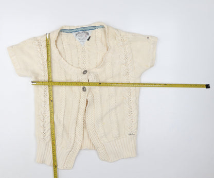 Hilfiger Denim Women Ivory XL Cable Knit Short Sleeve Cardigan