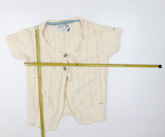 Hilfiger Denim Women Ivory XL Cable Knit Short Sleeve Cardigan