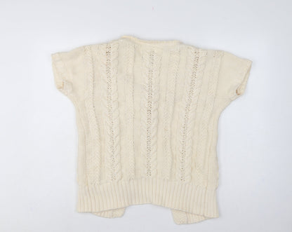 Hilfiger Denim Women Ivory XL Cable Knit Short Sleeve Cardigan