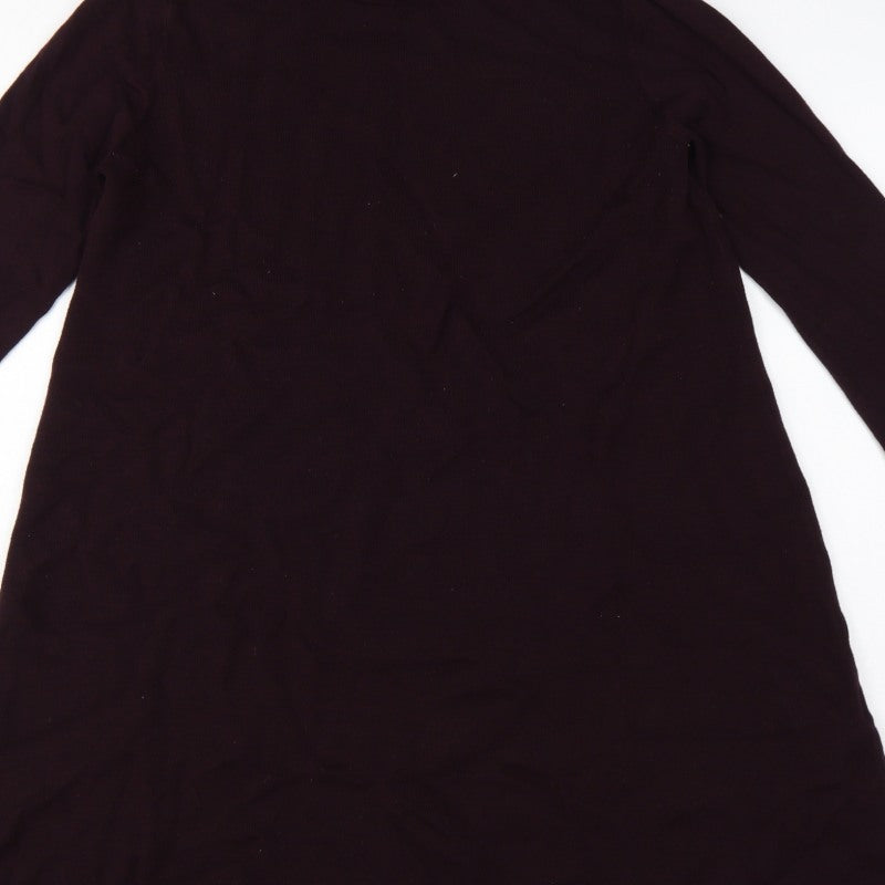Hobbs Women Black UK 12 A-Line Knit Ruffle High Neck Bell Sleeve Dress