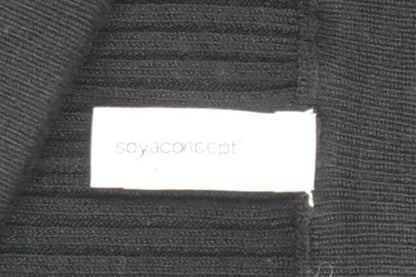 Soyaconcept Women's Black S Ribbed Knit Flare Long Maxi Skirt