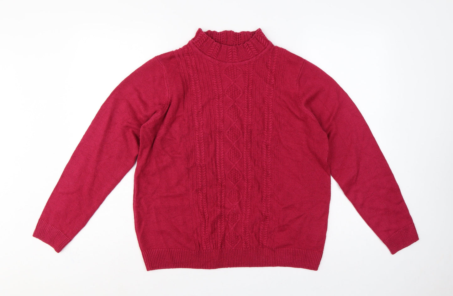 Isle Essentials Women's Red Size 20 Cable Knit Roll Neck Jumper