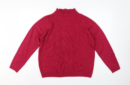 Isle Essentials Women's Red Size 20 Cable Knit Roll Neck Jumper