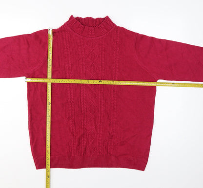 Isle Essentials Women's Red Size 20 Cable Knit Roll Neck Jumper