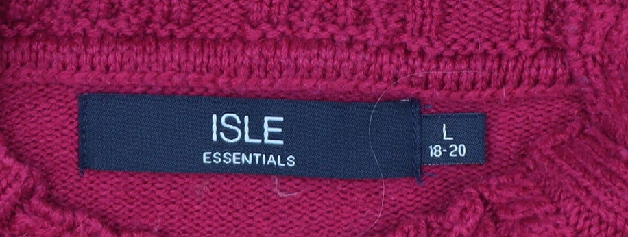 Isle Essentials Women's Red Size 20 Cable Knit Roll Neck Jumper