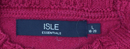 Isle Essentials Women's Red Size 20 Cable Knit Roll Neck Jumper