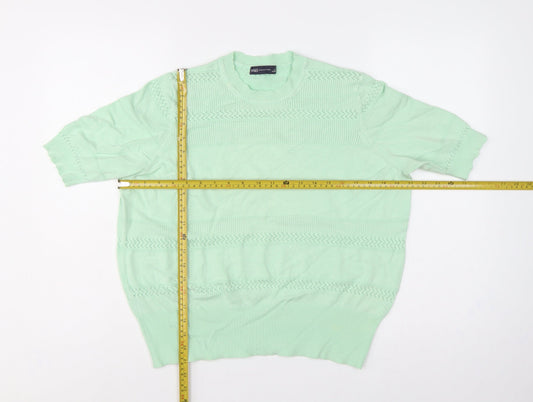 Marks and Spencer Women Green UK 18 Short Sleeve Knit Pullover Jumper