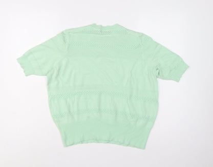 Marks and Spencer Women Green UK 18 Short Sleeve Knit Pullover Jumper