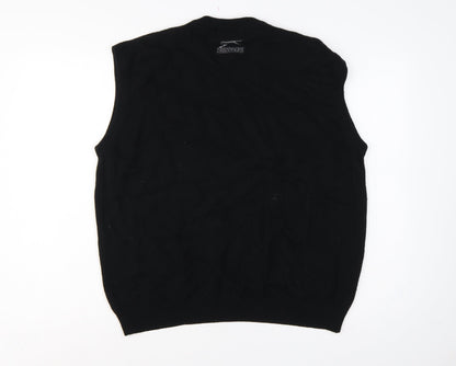 Slazenger Men Black L V-Neck Lambswool Golf Knit Vest Jumper